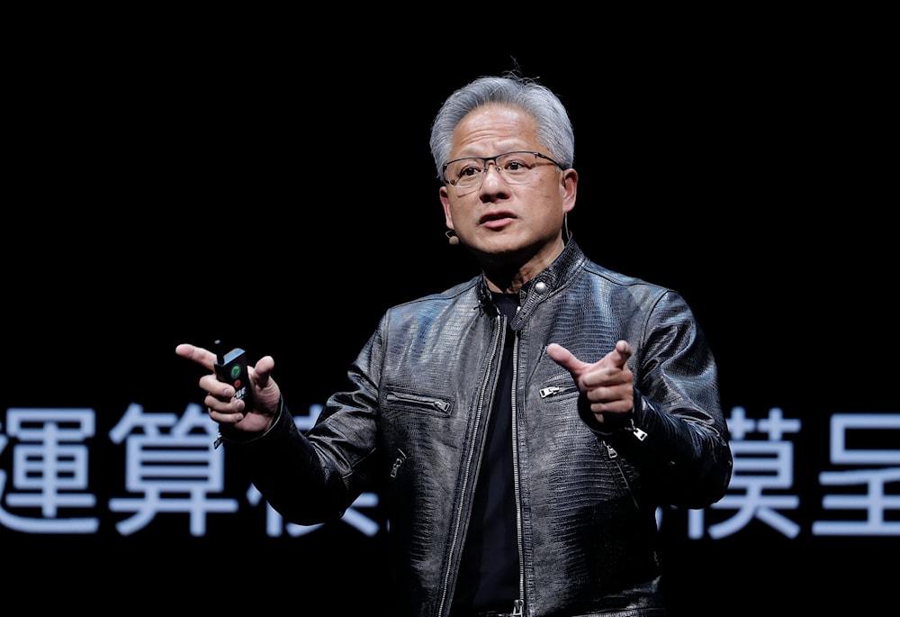 Nvidia CEO Jensen Huang speaks at the Computex 2024 exhibition in Taipei, Taiwan, June 2, 2024. (AP)