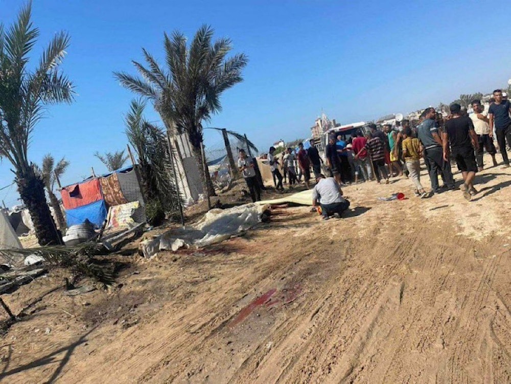 Picture shows the advent of the massacre shortly after an Israeli missile struck a tent in Mawasi, Rafah, Friday, June 21, 2024. (@ZaidAlsalman6)