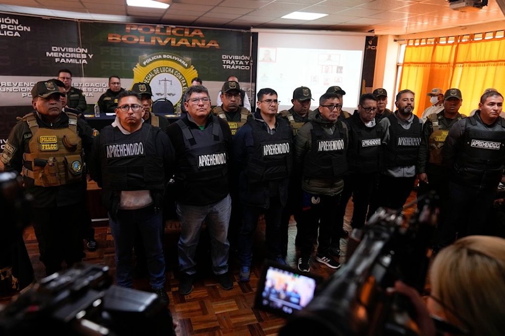 People arrested in connection with the previous day's uprising are presented by police to the press in La Paz, Bolivia, Thursday, June 27, 2024. (AP)