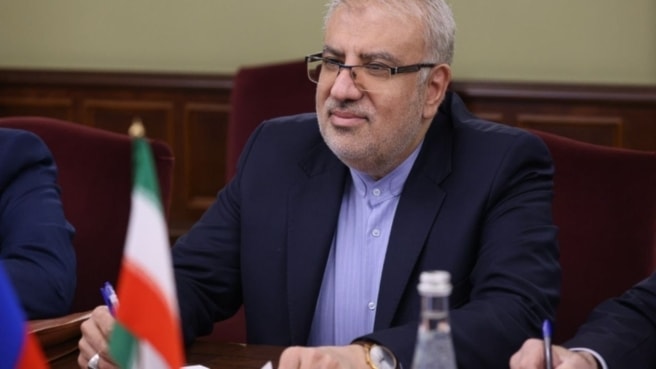Iranian Petroleum Minister Javad Owji pictured in March 17, 2022, at the Government House in Moscow, Russia. (Government of Russia)