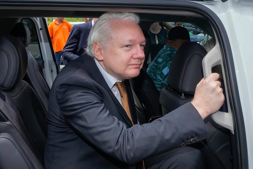 WikiLeaks founder Julian Assange leaves the federal court in Saipan, Mariana Islands, Wednesday, June 26 2024. (AP)