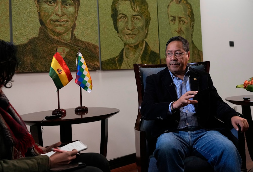 Bolivia's President Luis Arce speaks during an interview at the government palace, in La Paz, Bolivia, on June 28, 2024. (AP)