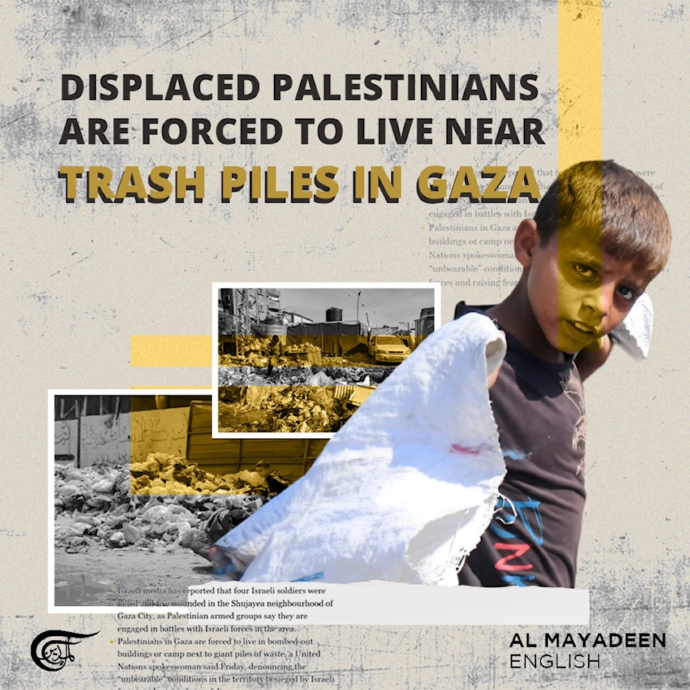 Displaced Palestinians are forced to live near trash piles in Gaza