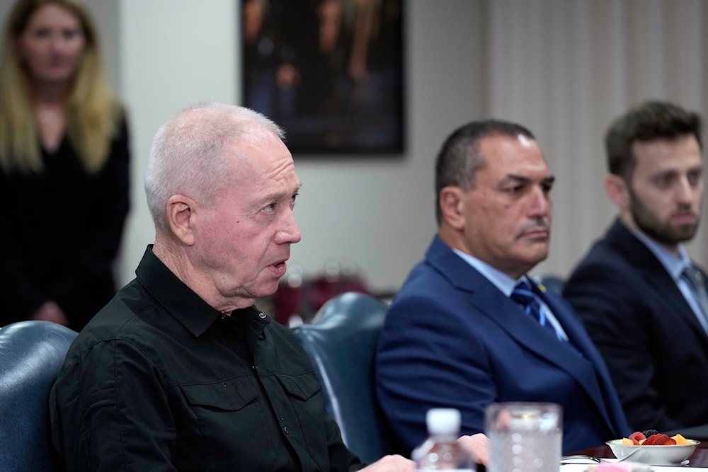 Israeli Security Minister Yoav Gallant, left, speaks during his meeting with Defense Secretary Lloyd Austin at the Pentagon in Washington, June 25, 2024 (AP)