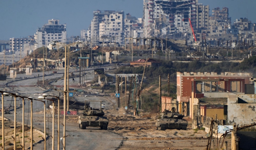 Israeli army tanks are seen in Wadi Gaza, central Gaza Strip, Palestine, June 26, 2024. (AP)
