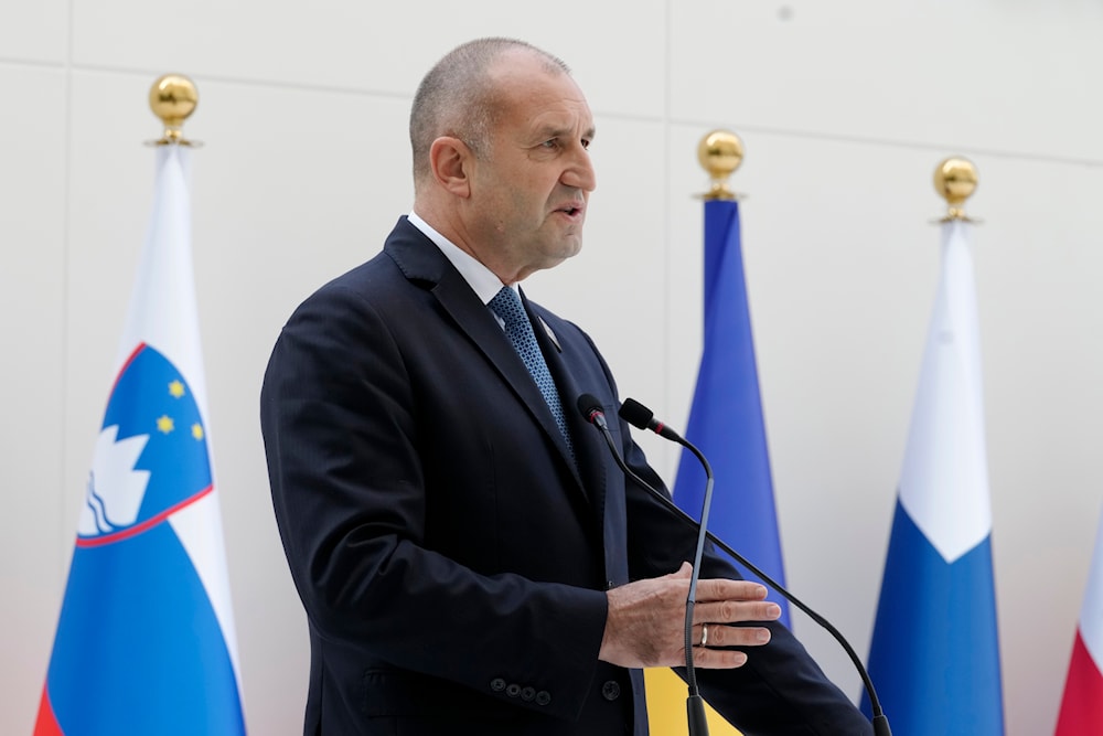 Bulgaria President Rumen Radev speaks at an event in support of tripling global nuclear capacity by 2050 during the COP28 U.N. Climate Summit, Saturday, Dec. 2, 2023, in Dubai, UAE (AP)