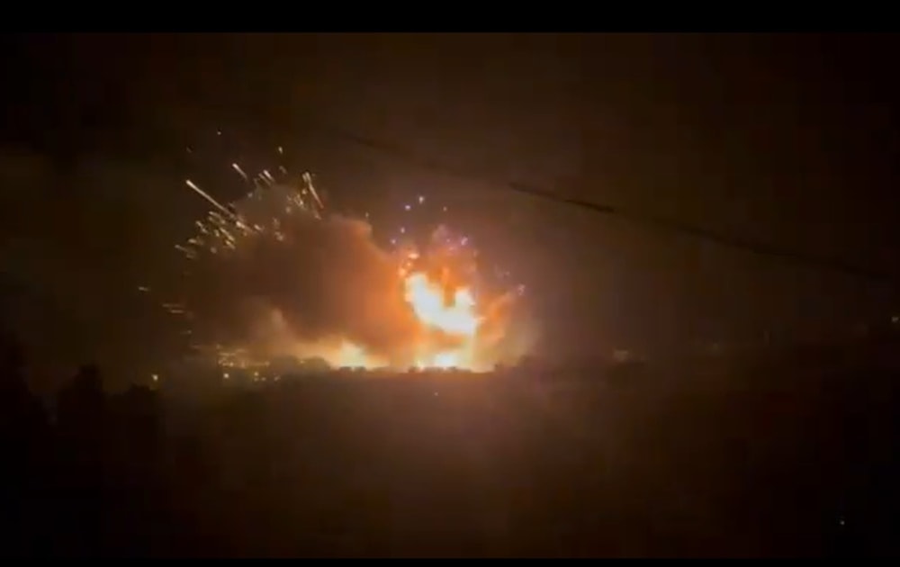 An image from one of the Israeli airstrike targeting the town of Beit Yahoun in southern Lebanon on June 6, 2024. (Social media)