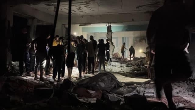 An image from the al-Sardi UNRWA school after it was bombed by the Israeli occupation forces on June 6, 2024. (Social media)