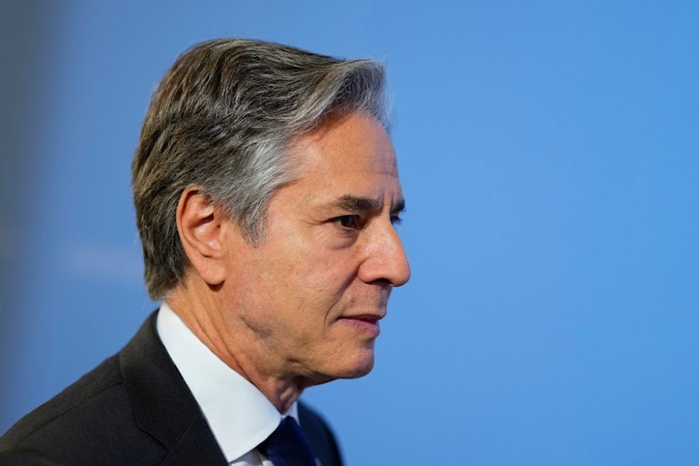 United States Secretary of State Antony Blinken arrives to address the media prior to a meeting of NATO foreign ministers at the Czernin Palace, in Prague, Friday, May 31, 2024. (AP)