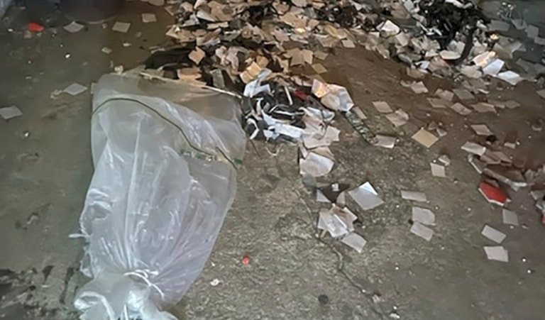 This photo provided by South Korea Defense Ministry, shows trash from a balloon presumably sent by North Korea, in Seoul, South Korea, on May 29, 2024. (South Korea Presidential Office via AP, File)