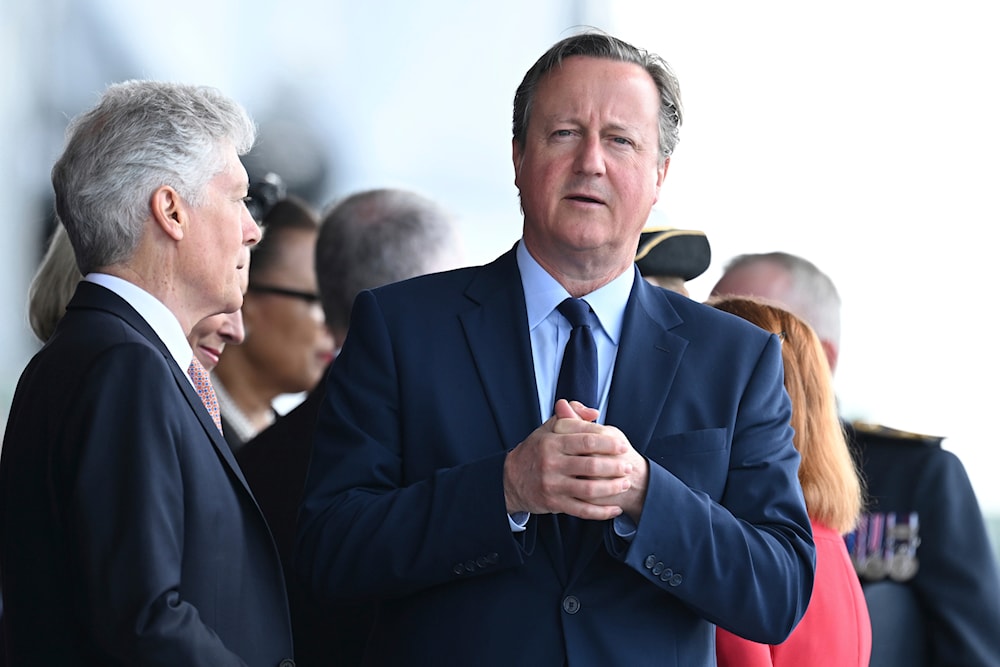 British Foreign Secretary David Cameron attends a commemorative event for the 80th anniversary of D-Day, in Portsmouth, England, on June 5, 2024. (AP)