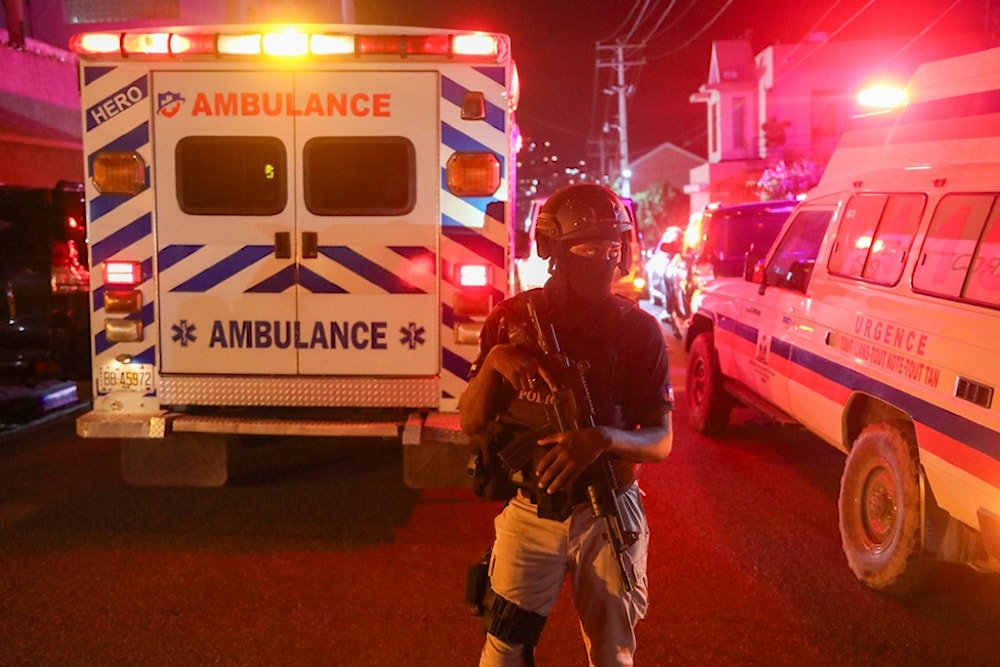 Police guard outside the hospital where Haiti's newly selected prime minister, Garry Conille was hospitalized in Port-au-Prince, Haiti late Saturday, June 8, 2024. (AP)