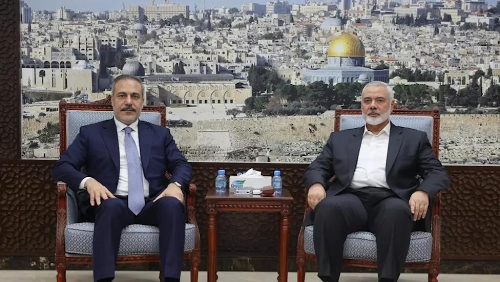 Minister of Foreign Affairs Hakan Fidan met with Hamas Political Bureau Head Ismail Haniyeh in Doha. (Social media)