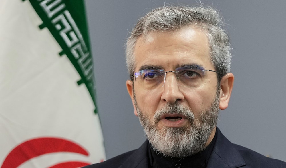 Iranian Caretaker Foreign Minister Ali Bagheri Kani during a news conference in Beirut, Lebanon, June 3, 2024. (AP)