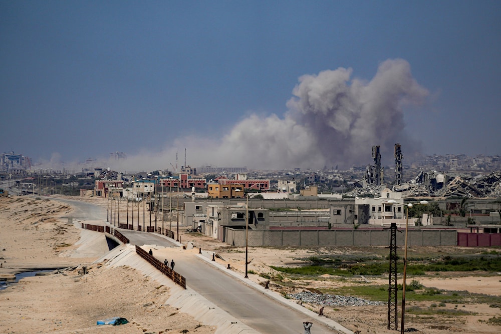 Smoke rises following an Israeli airstrike in the central Gaza Strip, Wednesday, July 10, 2024. (AP)