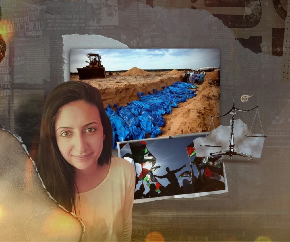 For Palestinians under the rubble, the reputation of international law is shattered. If International law cannot stop genocide, what good is it? (Al Mayadeen English; Illustrated by Zeinab El-Hajj)