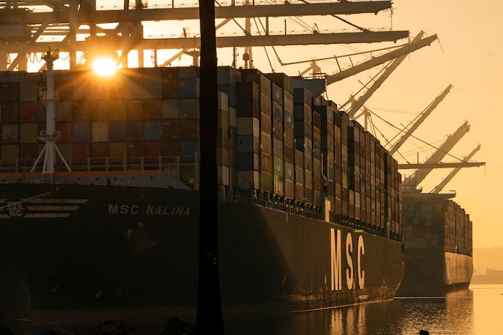 he MSC Kalina shipping container is moored at Maersk APM Terminals Pacific at the Port of Los Angeles, Nov. 30, 2021. (AP)