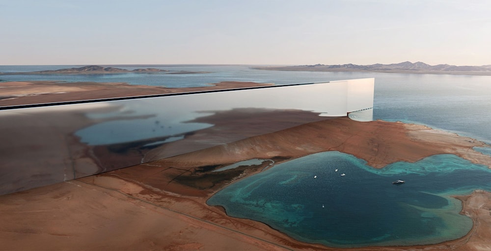 Mirror-encased skyscrapers in the area known collectively as The Line, at the planned Neom city in Saudi Arabia, unveiled by Crown Prince Mohammed bin Salman on July 25, 2022. (Neom.com)