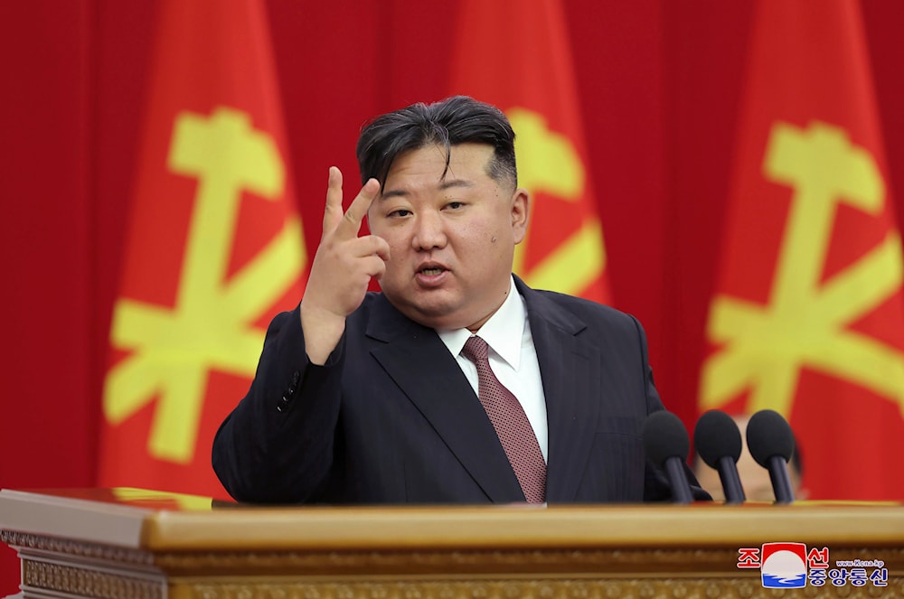 North Korean leader Kim Jong Un delivers a speech during a meeting of Central Committee of the Workers' Party of Korea held from June 28 until July 1, in Pyongyang, DPRK. (AP)