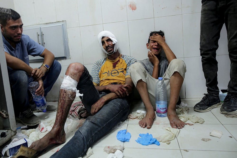 Palestinians wounded in the Israeli bombardment of the Gaza Strip are brought to a hospital in Khan Younis, the Gaza Strip, occupied Palestine, July 9, 2024 (AP)