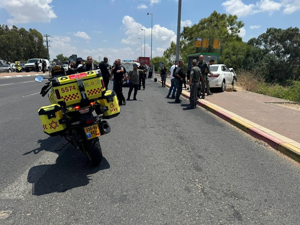 The scene of the vehicle-ramming operation in southern Tel Aviv, occupied Palestine, July 14, 2024 (Social media)