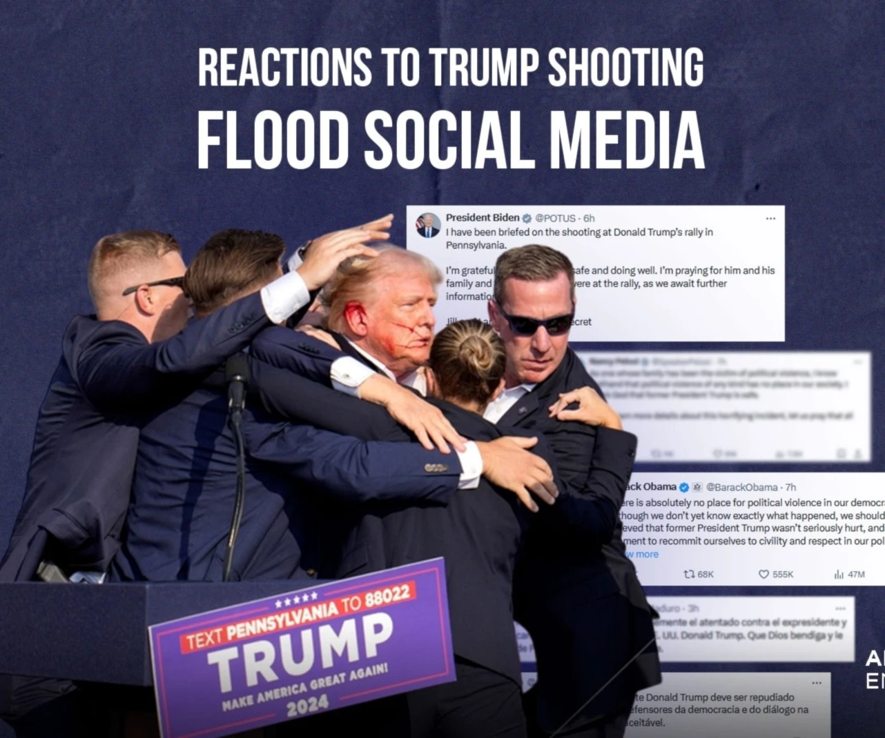 Reactions to Trump shooting flood social media Reactions to Trump shooting flood social media