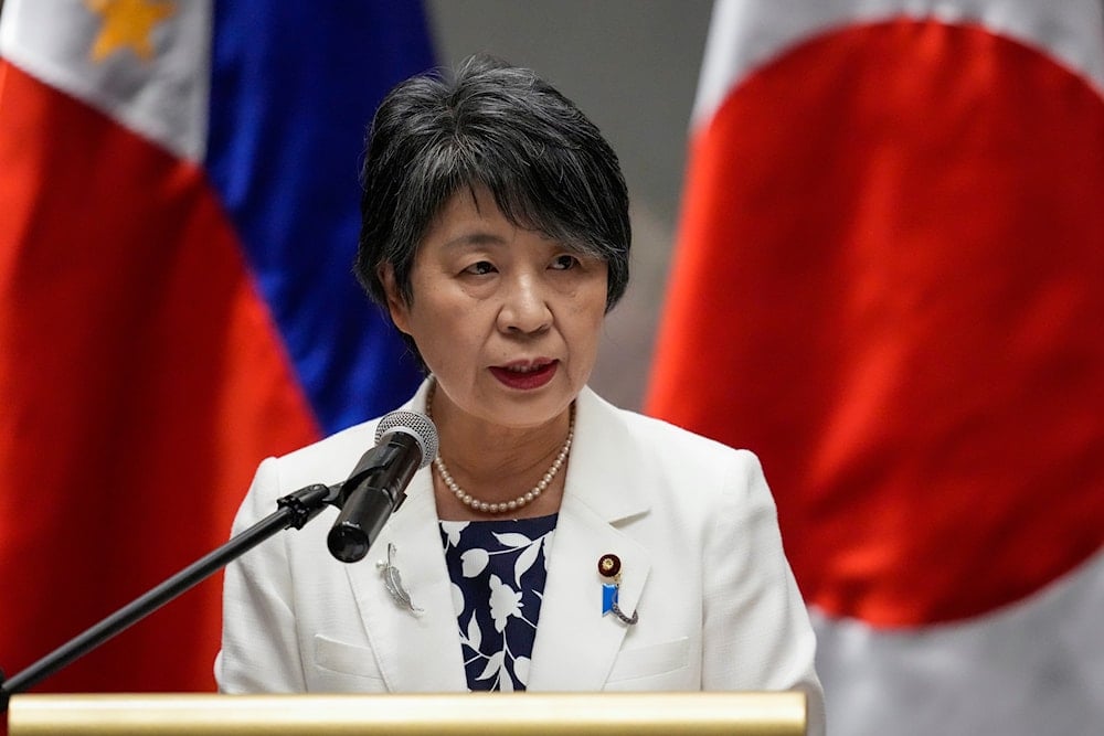 Japan Foreign Minister Yoko Kamikawa speaks during a press conference in the sidelines of Philippines and Japan Foreign and Defense ministers meeting at a hotel in Taguig, Philippines on July 8, 2024. (AP)