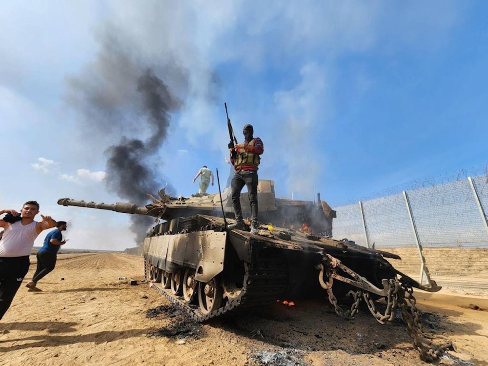 Destroyed Israeli Merkava 4 tank, October 7 , 2023