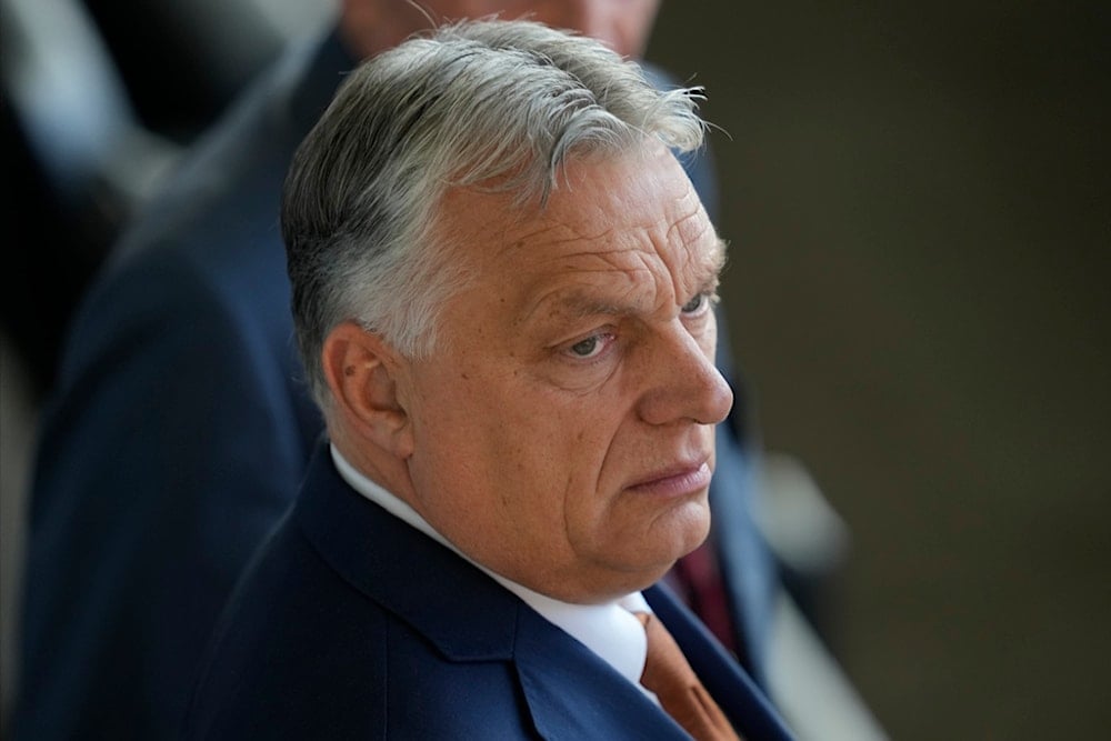 Viktor Orban, Prime Minister of Hungary, attends the final match between England and Spain at the Euro 2024 soccer tournament in Berlin, Germany, Sunday, July 14, 2024. (AP)