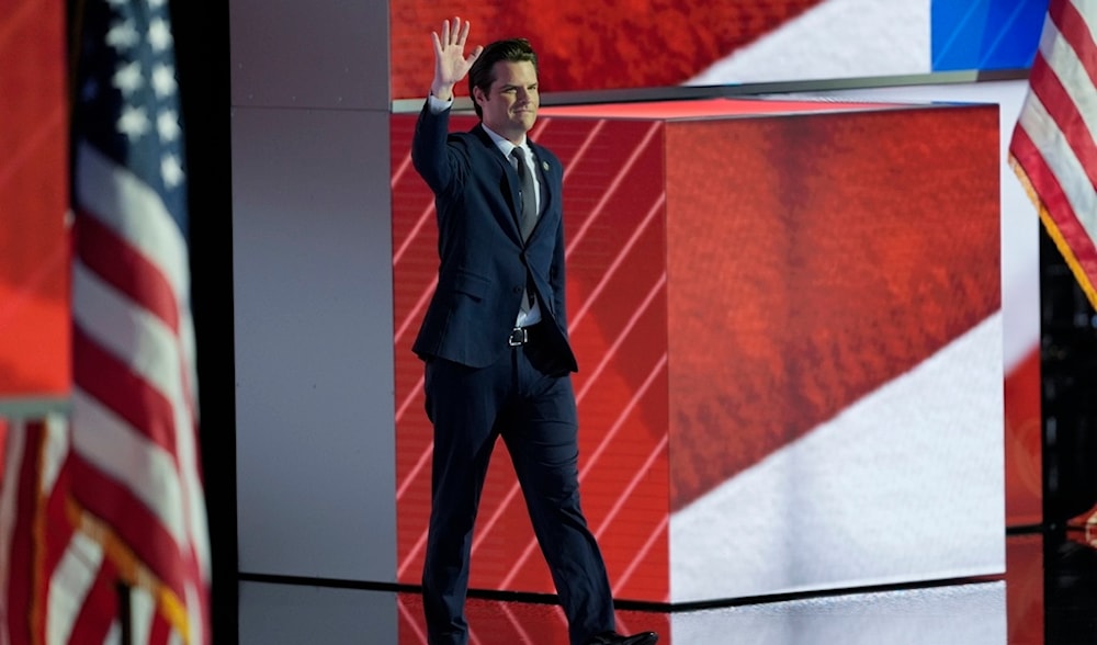 Rep. Matt Gaetz speaks during the Republican National Convention Wednesday, July 17, 2024, in Milwaukee. (AP)