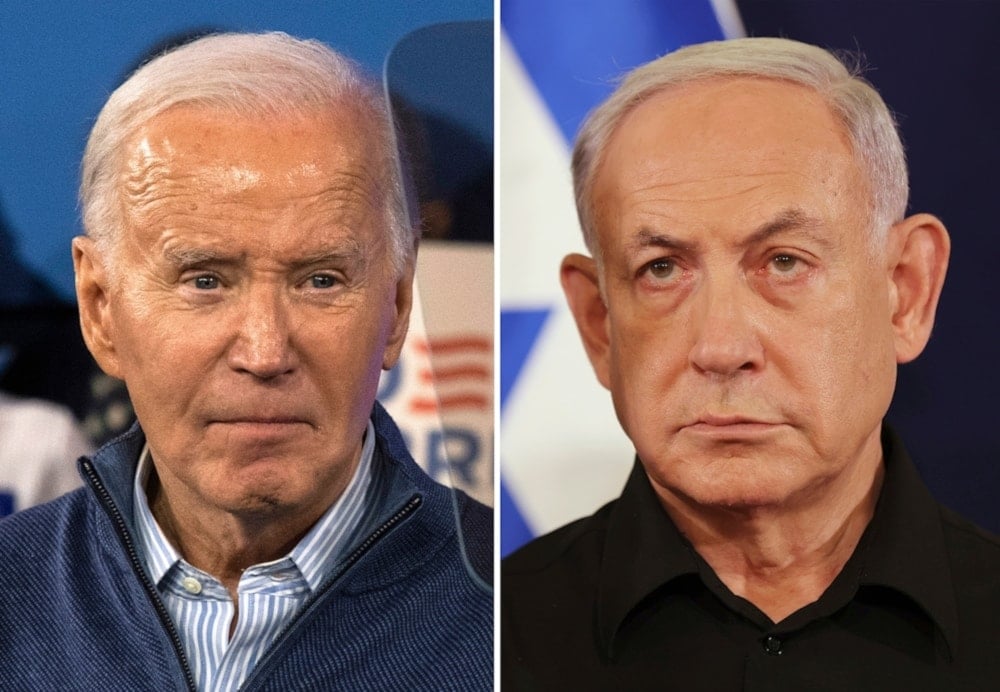 This combination photo shows President Joe Biden, left, on March 8,2024, in Wallingford, Pennsylvania, and Israel prime minister Benjamin Netanyahu in Tel Aviv, October 28,2023. (AP)