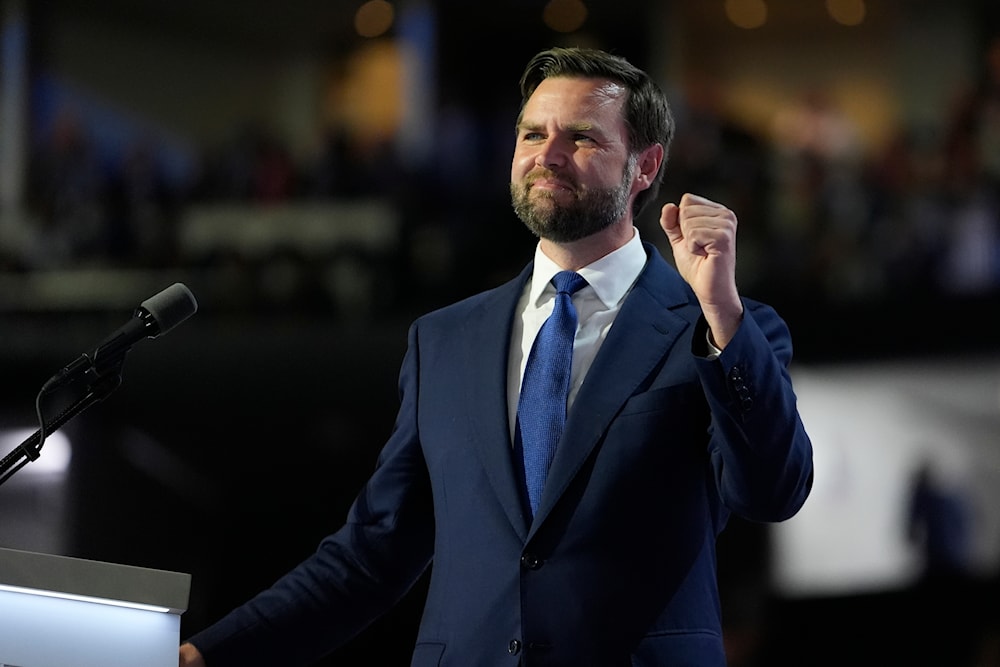 Vice Presidential Nominee Sen. JD Vance speaks during the Republican National Convention Wednesday, July 17, 2024, in Milwaukee. (AP)