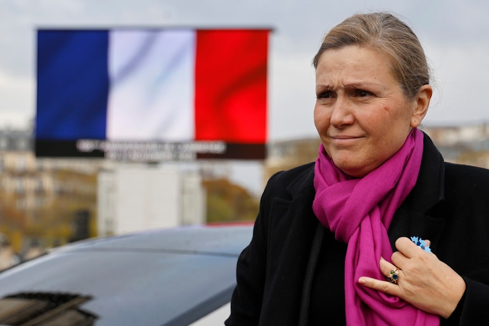 President of the French National Assembly Yael Braun-Pivet arrives for a ceremony at the Arc de Triomphe Nov. 11, 2023 in Paris. (AP)