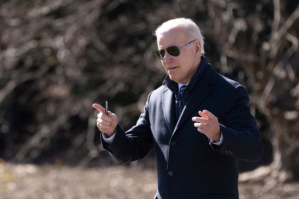 President Joe Biden gestures as he walks on the South Lawn of the White House, on February 3, 2023, in Washington. (AP)