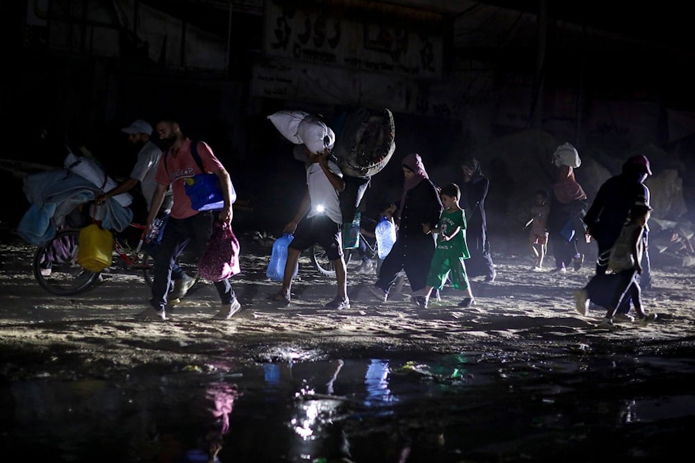 Palestinians displaced by the Israeli air and ground offensive on the Gaza Strip flee from parts of Khan Younis following an evacuation order by the Israeli army to leave the eastern part of Gaza Strip's second largest city on July 1, 2024. (AP)