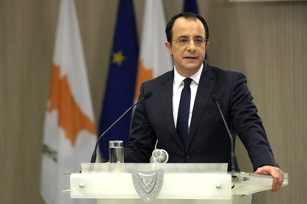 Cyprus' President Nikos Christodoulides talks to the media at the presidential palace in Nicosia, Cyprus, June 20, 2023. (AP)