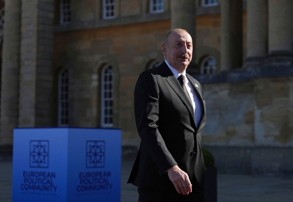 President of Azerbaijan Ilham Aliyev arrives to attend the European Political Community summit at Blenheim Palace in Woodstock, Oxfordshire, England, Thursday July 18, 2024. (AP)