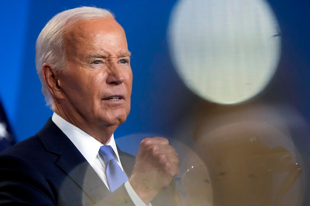 US President Joe Biden speaks at a news conference on the final day of the NATO summit in Washington, July 11, 2024 (AP)