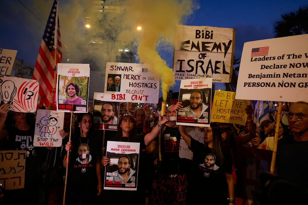 Families of Israeli captives protest as Netanyahu addresses Congress