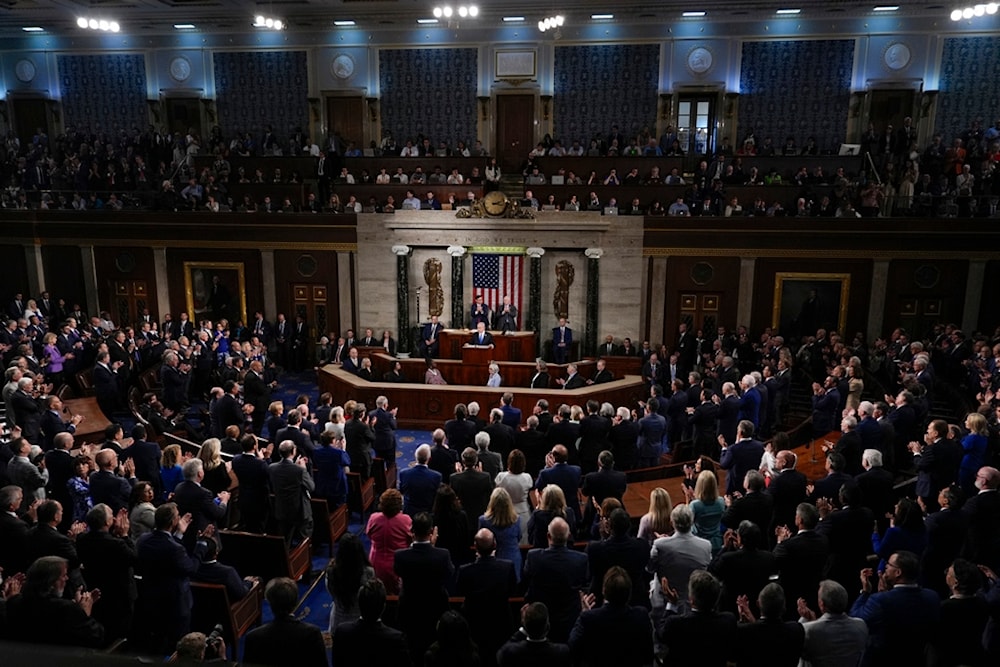 Israeli Prime Minister Benjamin Netanyahu speaks to a joint meeting of Congress at the Capitol in Washington, Wednesday, July 24, 2024. (AP)