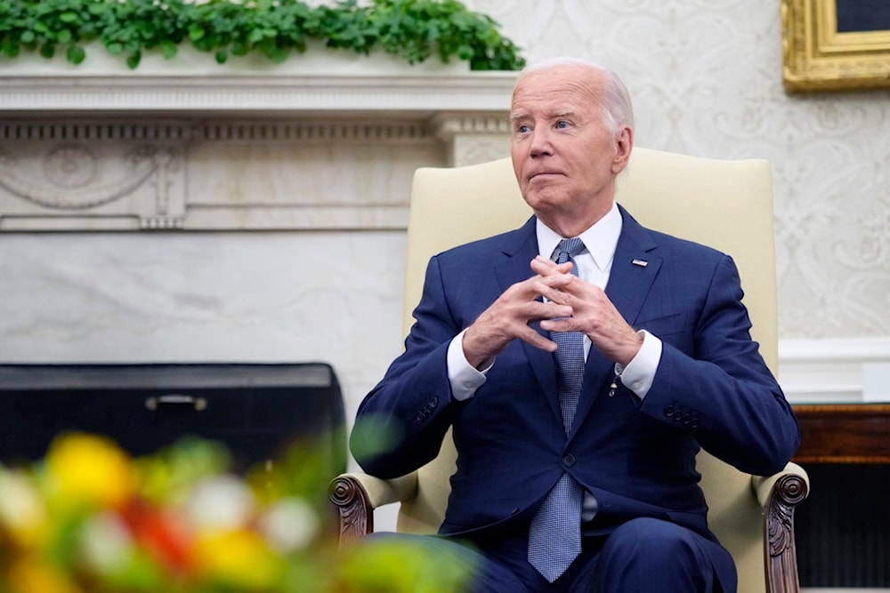 President Joe Biden listens during his meeting with Israeli Prime Minister Benjamin Netanyahu in the Oval Office of the White House in Washington, Thursday, July 25, 2024. (AP)