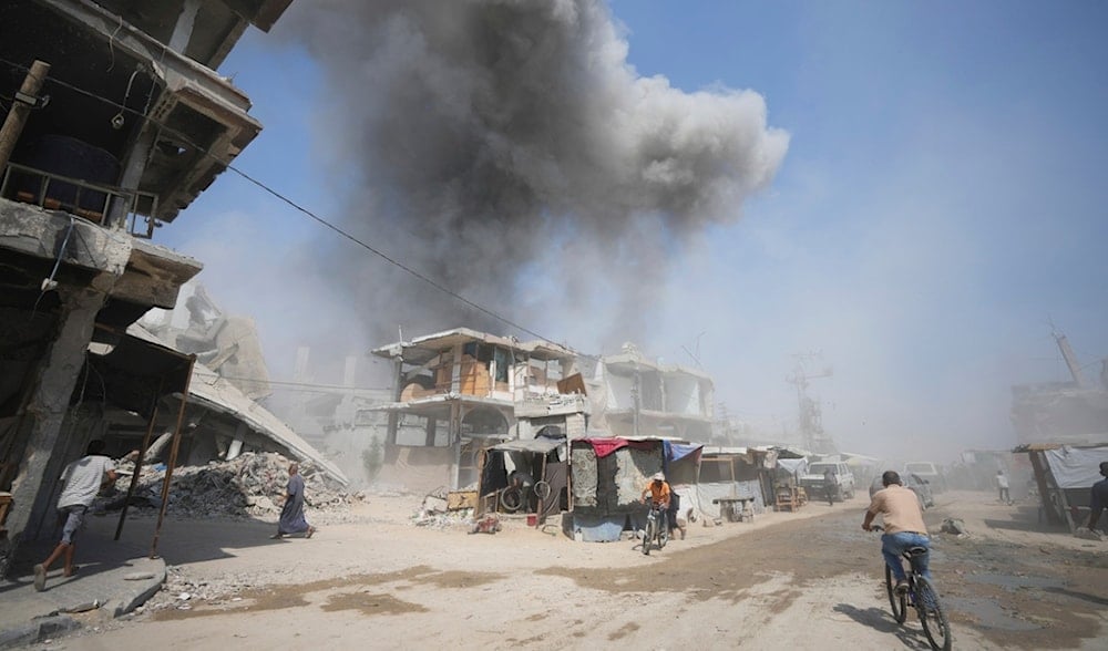 Smoke rises following Israeli bombardments in Khan Younis, Gaza Strip, Monday, July 22, 2024. (AP)