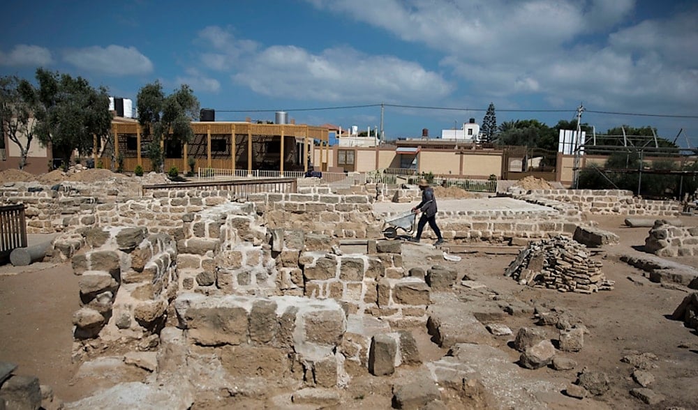 Located on the coastal dunes of the municipality of Nousseirat, the remains of the monastery of Saint-Hilarion, undated. (AP)