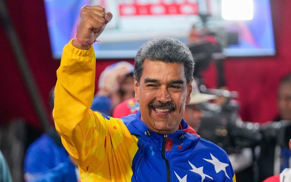 President Nicolás Maduro addressed supporters after electoral authorities declared him the winner of the election, July 29, 2024. (AP)