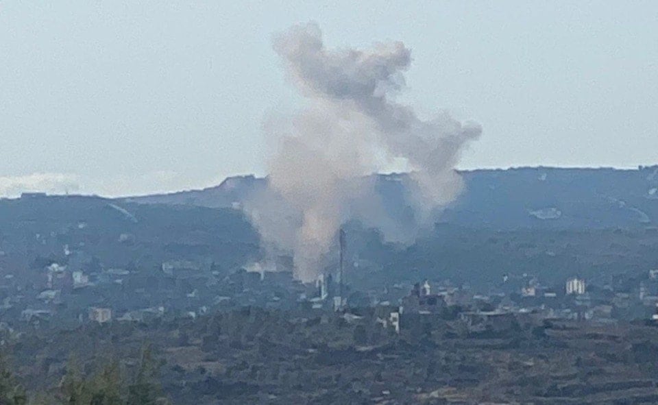 Smoke rises from the site of a drone strike on Aita al-Shaab, south Lebanon, July 3, 2024 (Social media)