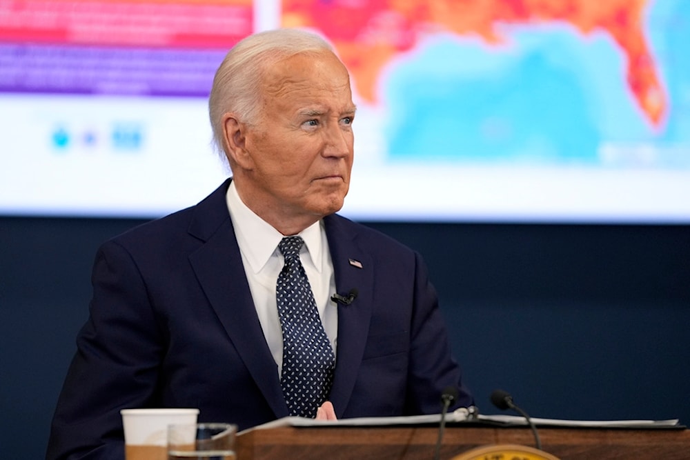 President Joe Biden listens during a visit to the D.C. Emergency Operations Center, Tuesday, July 2, 2024, in Washington. (AP Photo/Evan Vucci)