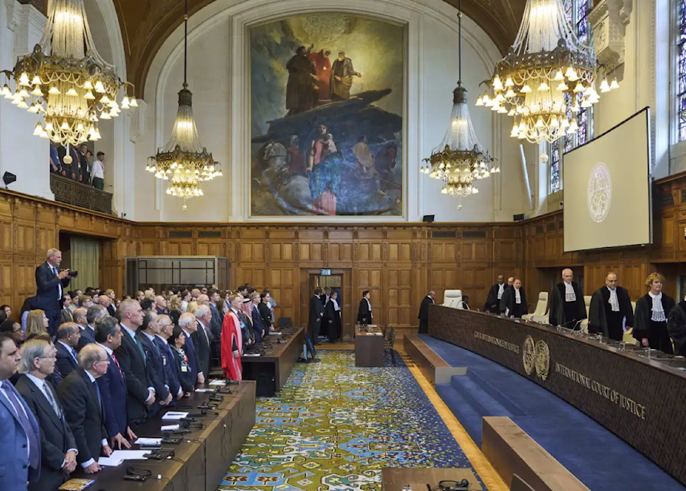 The Judges enter the International Court of Justice in The Hague, Netherlands on July 19, 2024. (AP)