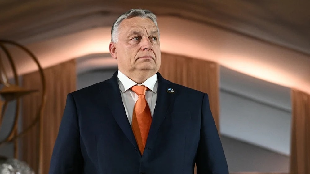 Hungary's Prime Minister Viktor Orban arrives for the NATO 75th Anniversary Celebratory Event at the Mellon Auditorium in Washington, DC, on July 9, 2024. (AFP)