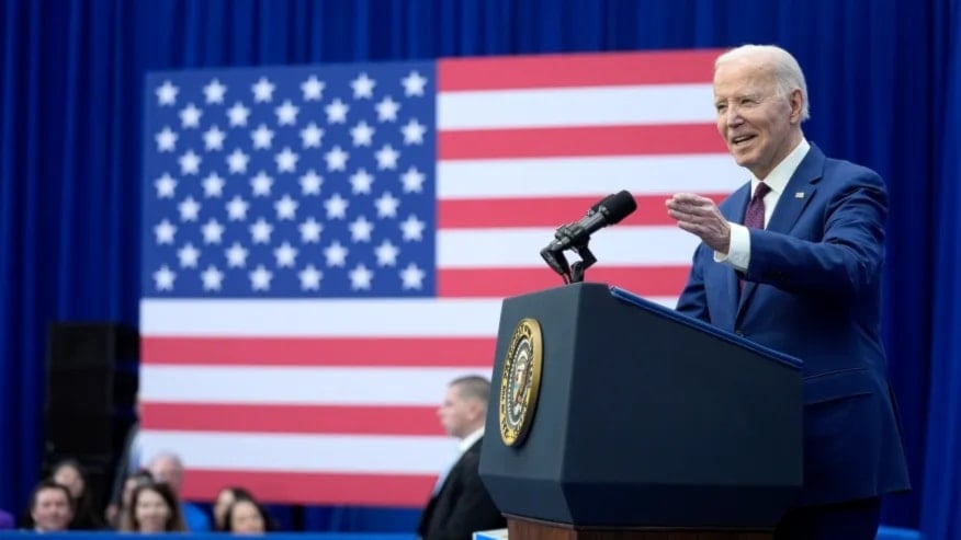 President Joe Biden delivers remarks on lowering prices for American families during an event at the YMCA Allard Center in Goffstown, N.H., March 11, 2024, (AP)