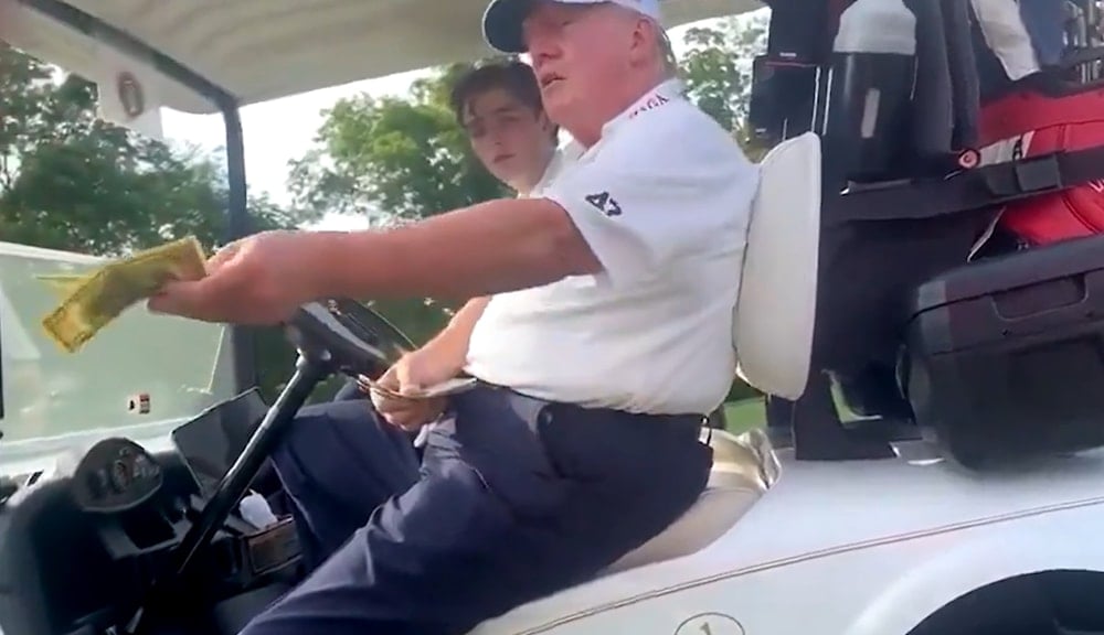 A screenshot of the video showing Donald Trump and his son Barron on July 4, 2024 (Social Media/X)